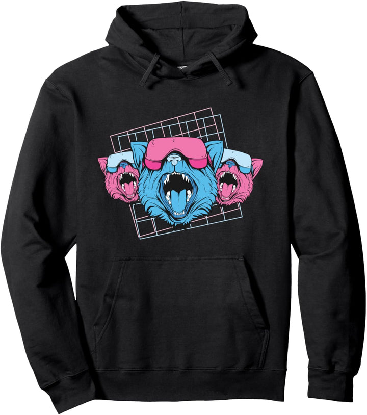 VR Katzen Virtual Reality Headsets | Vaporwave Retro Motiv Pullover Hoodie