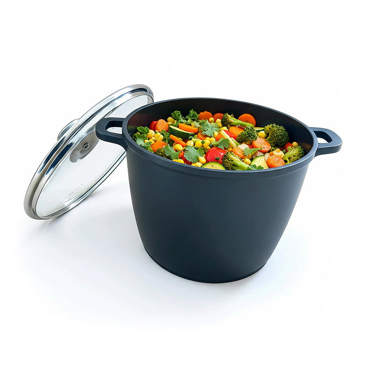 Relaxdays Suppentopf mit Glasdeckel, antihaft, XXL Kochtopf Induktion, 10 Liter, tiefer Topf, 28 cm,