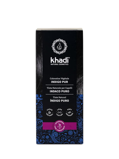 khadi REINES INDIGO Pflanzenhaarfarbe, Lässt Dein Haar in einem geheimnisvoll-tiefen Blauschwarz ers