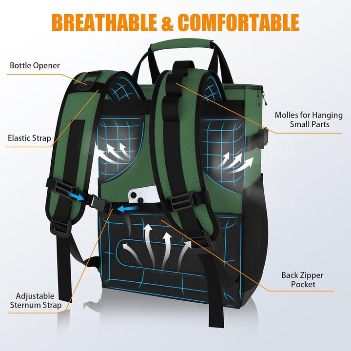 Kühlrucksack 20L Kühltasche Rucksack Gross Faltbar, 24 Dosen Kühl Thermo Rucksack Gross Isolierte Kü