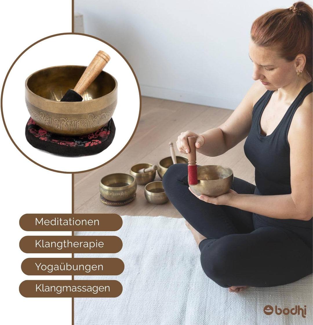 Bodhi Tibetische Klangschale Ø 11 cm | Singing Bowl mit Buddha Gravur | Handgefertigtes Klangschalen