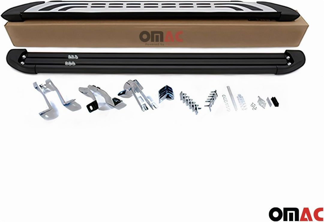 OMAC Trittbretter Seitenschweller kompatibel mit Ford Kuga St Line 2013-2020 Silber Schwarz 2X FABA