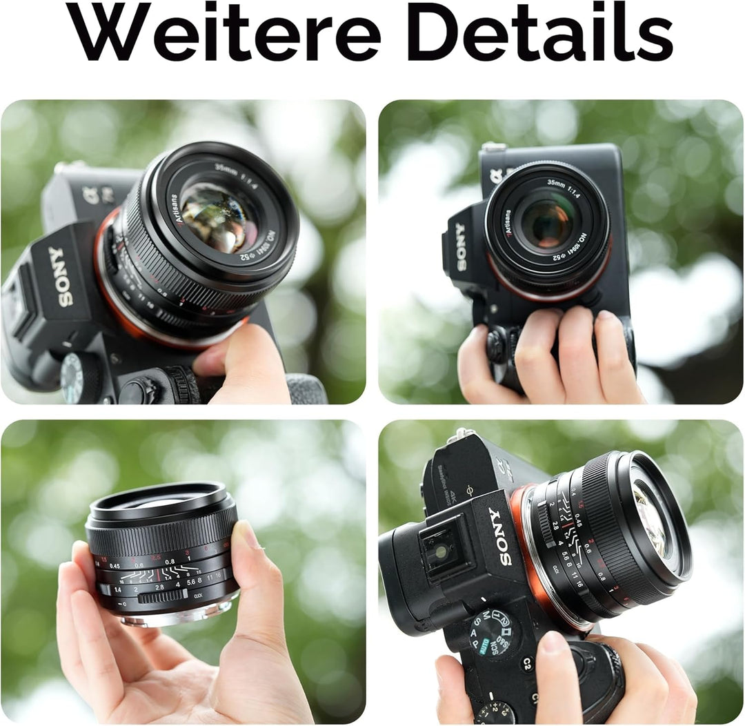 7artisans 35 mm F1.4 Mark Ⅱ Full Frame Manual Focus Prime Objektiv Grosse Blende Kompatibel mit Cano