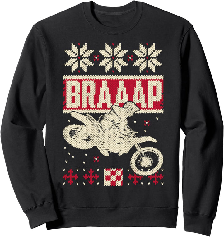 Braaap Ugly Christmas Sweater Motocross Dirt Bike Geschenk Sweatshirt