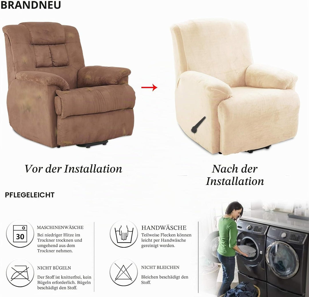 TIANSHU Samt Ruhesessel bezüge, Stretch Sesselschoner Elastisch Plush Couchbezug stilvolle Luxus-Möb