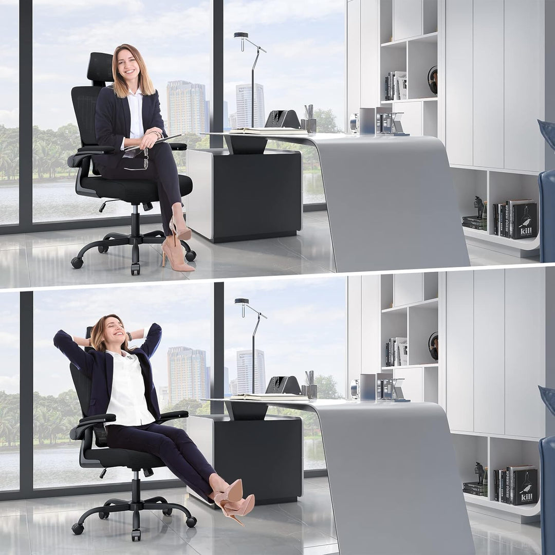 naspaluro Ergonomischer Bürostuhl, Schreibtischstuhl mit C-förmiger Lordosenstütze, Verstellbarer Ko