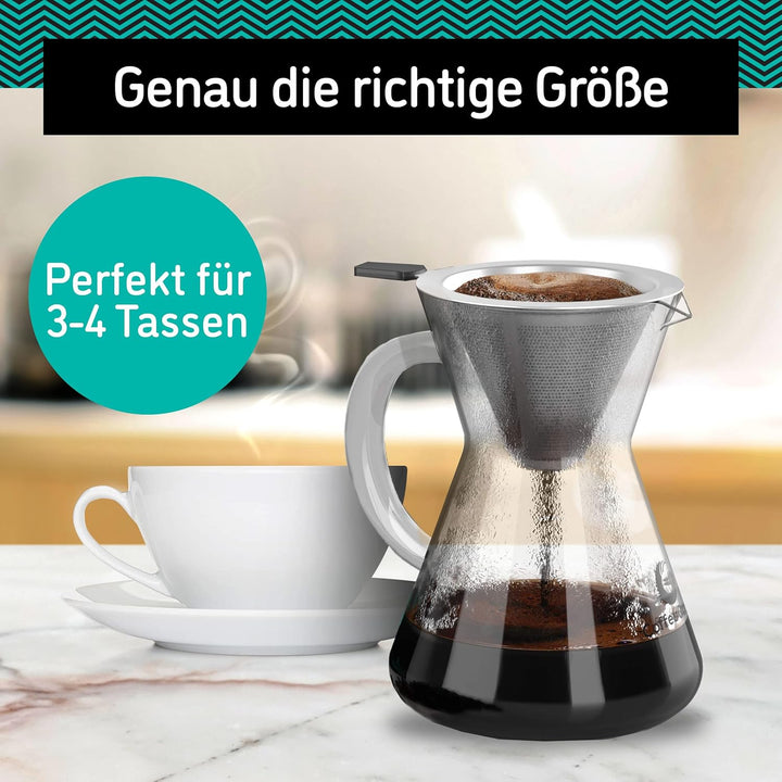 Coffee Gator Pour Over Kaffeebrüher – Mehr Geschmack mit einem papierlosen Edelstahlfilter und einer