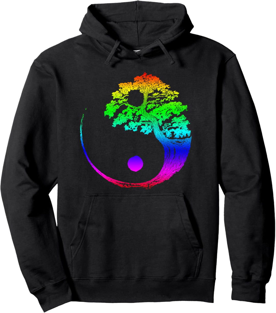 Yin Yang Regenbogen Bonsai Baum Zen Meditation Geschenk Pullover Hoodie