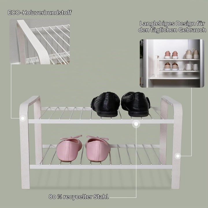 LM 390 Schuhregal aus Öko-Holz - pulverbeschichtetes Schuhregal platzsparend, 470 mm breite, ideal f