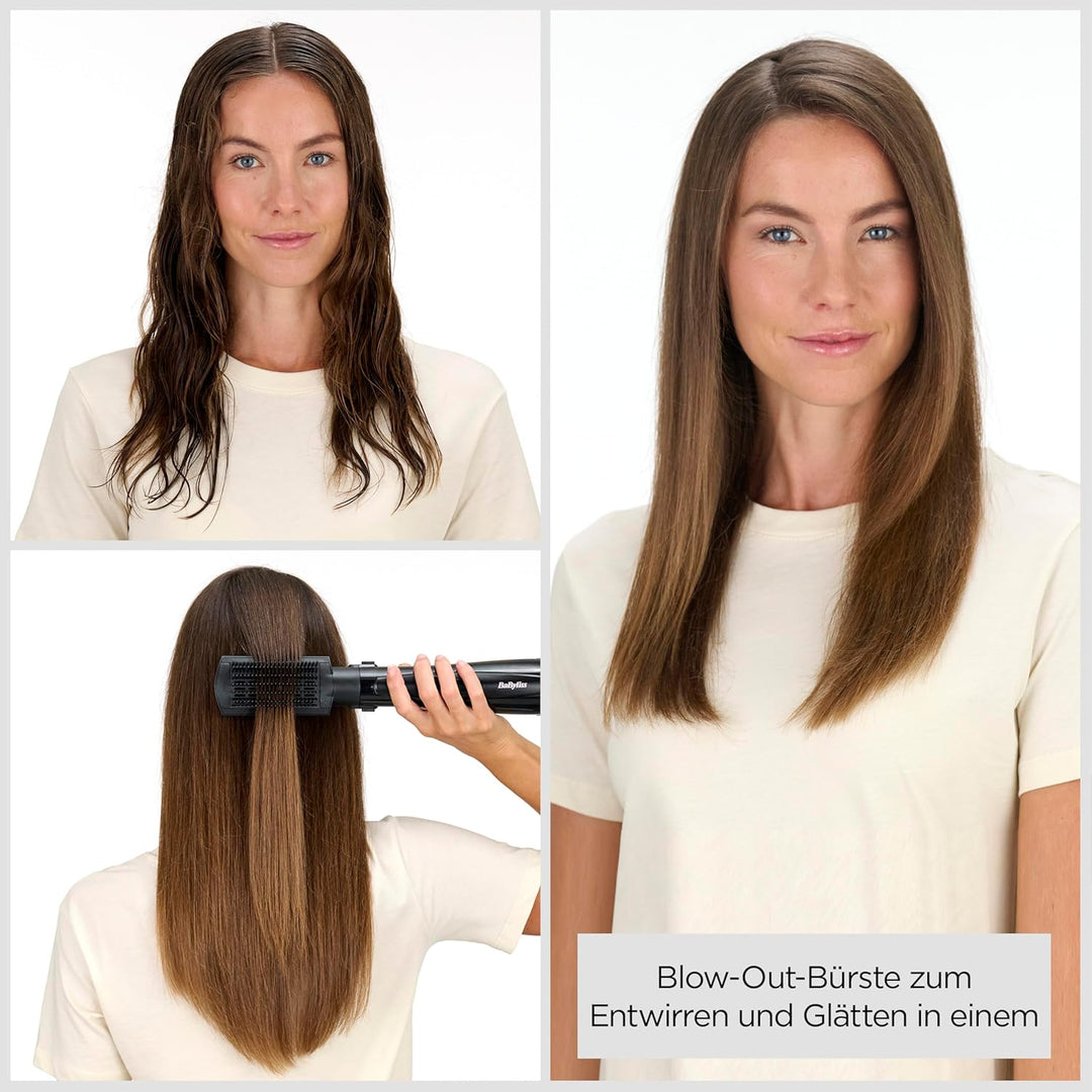 BaByliss Style Smooth 1000, 3-in-1 Warmluftbürste zum Föhnen, Glätten und für Volumen, 1000W, AS128E