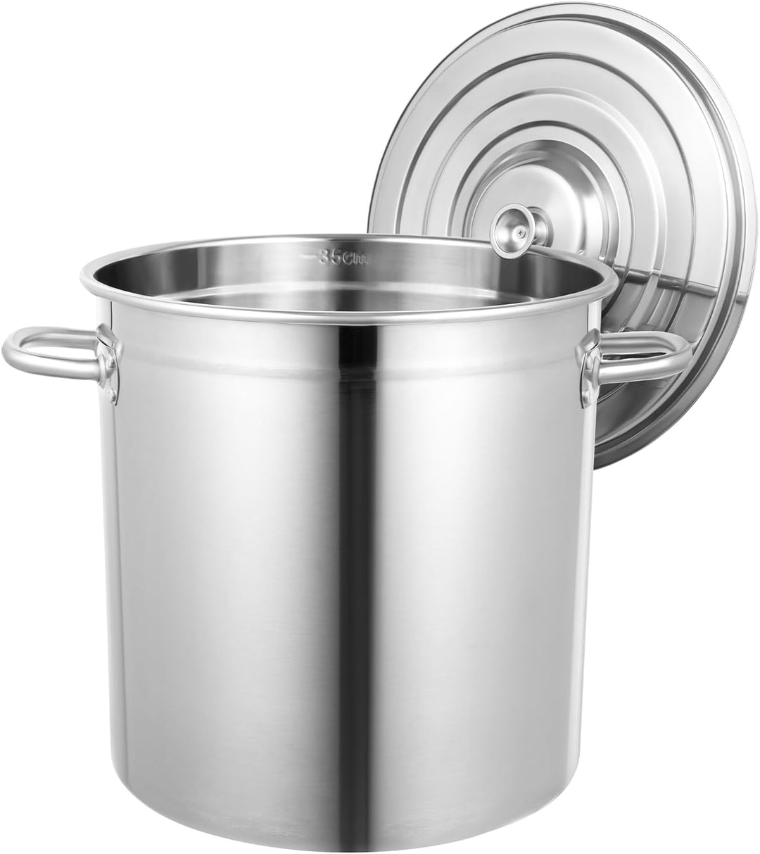 Gemüse Suppentopf Gross Ø 36Cm, 35L Edelstahl Poliert Kochtopf Gross Unbeschichtet Gastronomie mit D