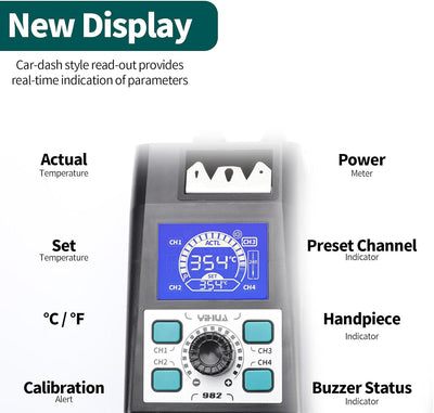 YIHUA 982 Präzisions-Lötstation Kit mit digitalem LCD-Display, kompatibel mit Lötspitzen C245-Kartus