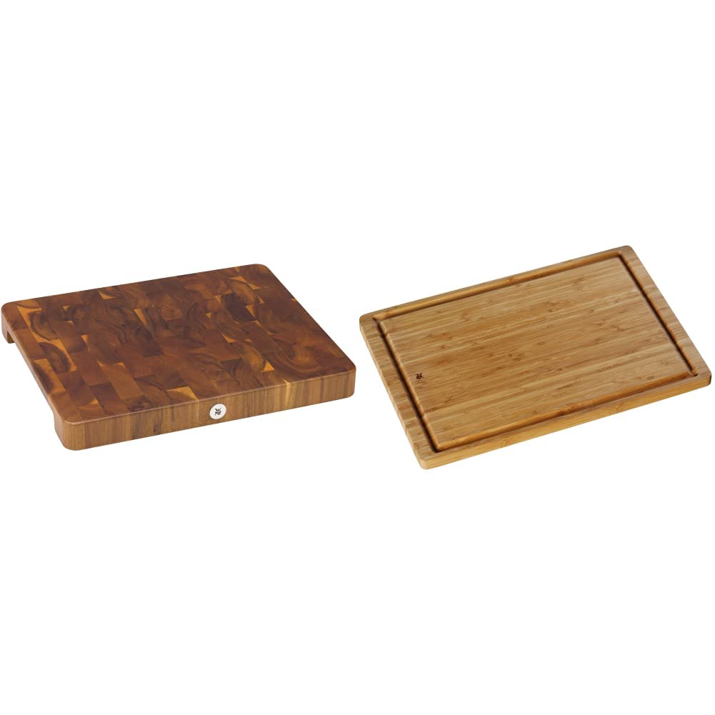 WMF Schneidebrett XL 40 x 32 x 4 cm, Holz, Akazienholz & Schneidebrett Bambus natur, 45 x 30 x 1,9 c