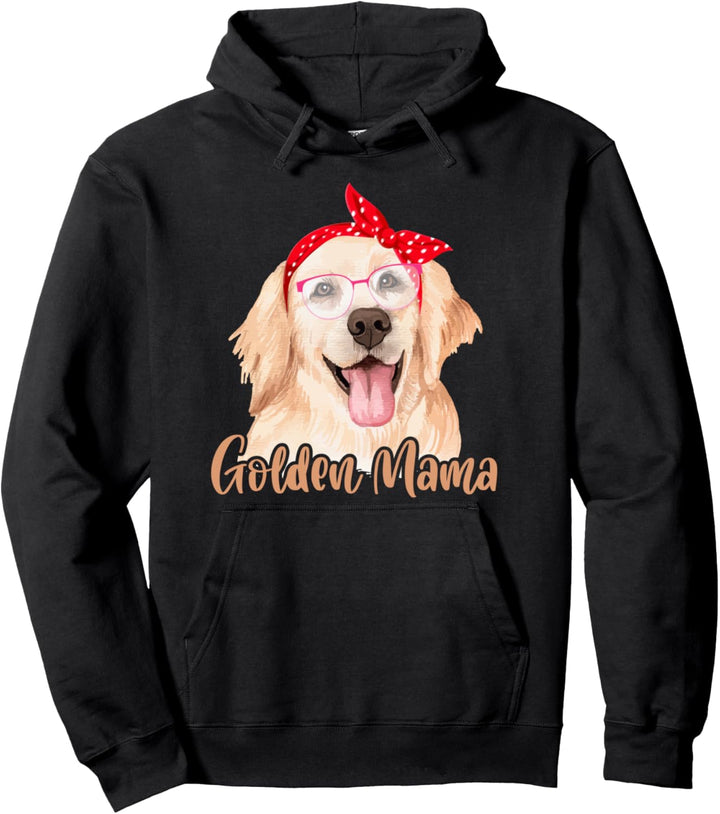 Golden Mama Retriever Rotes Halstuch Brille Pfoten Pullover Hoodie