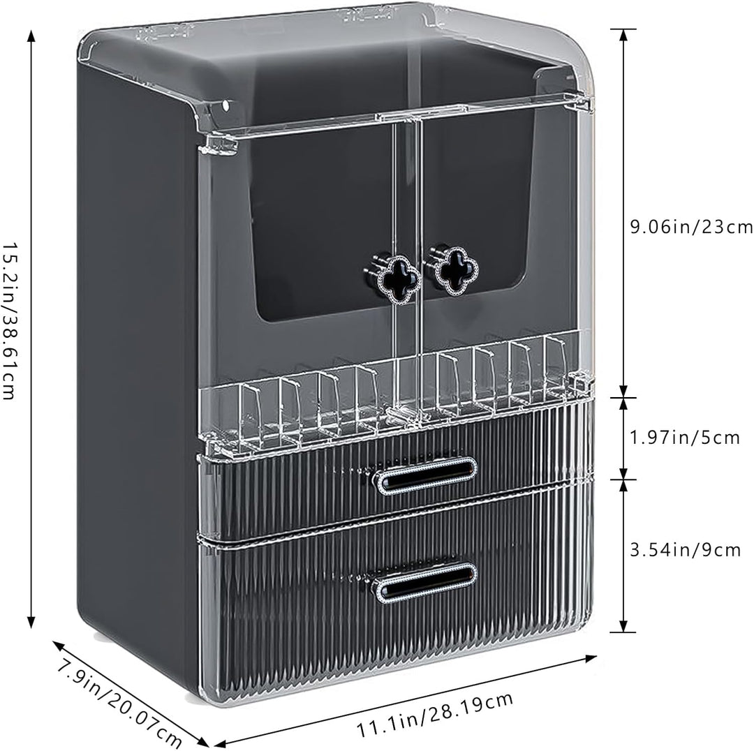 Make Up Organizer Kosmetik Aufbewahrung mit Deckel Schubladen Dustproof Cosmetic Schmink Organizer B