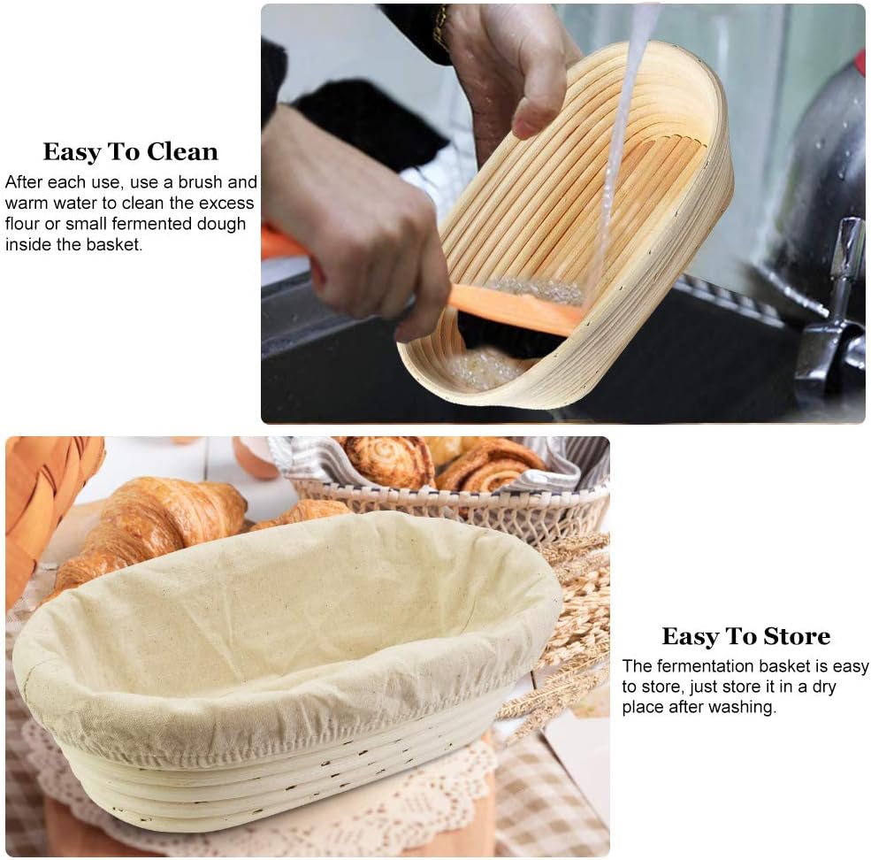 Gärkörbchen Set ø 25cm Gärkörbchen Oval Banneton Gärkorb Handgefertigter Rattan-Korb Brotform Brotko