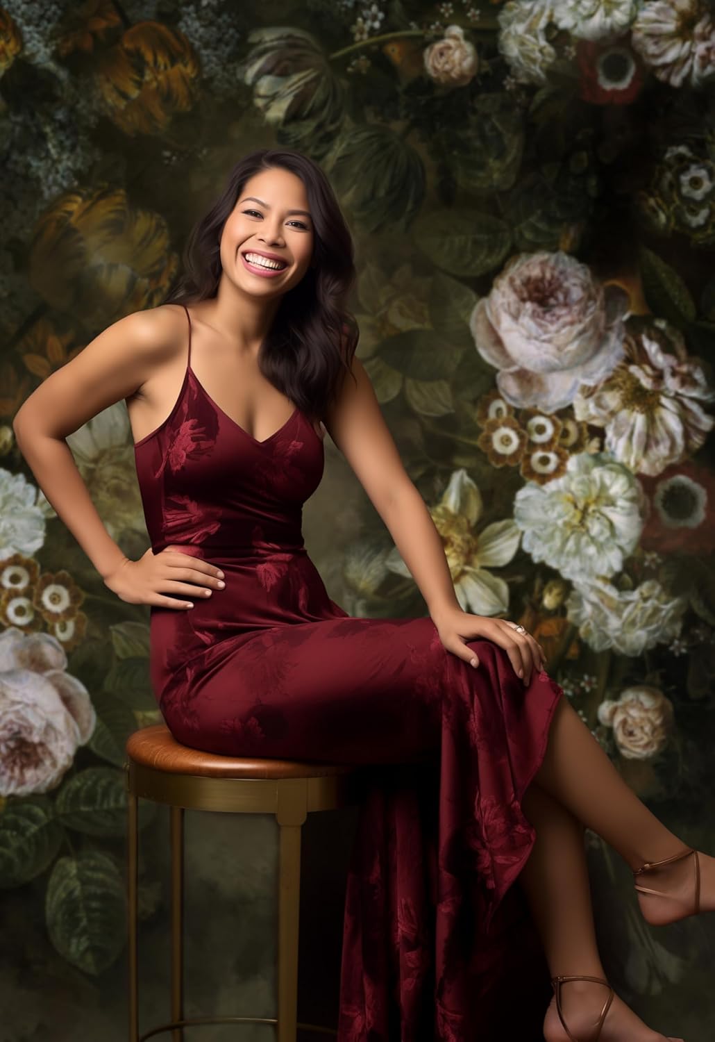 Kate Studio Hintergrund Schwarz 1,5x2,2m/5x7ft Luxus Vintage Ölgemälde zusammen klappbarer Hintergru