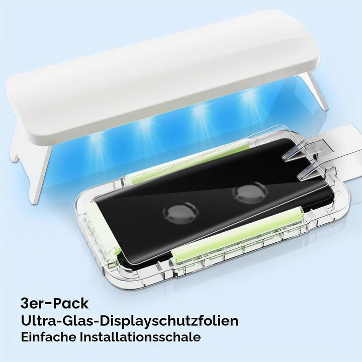 Ni-SHEN 3 Stück Panzer Schutz 9H Glas Schutzfolie Displayschutz 3D Gebogen Folie Fingerabdruck-ID Un