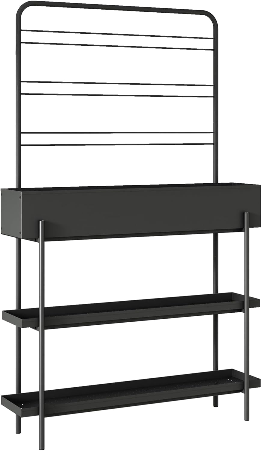 casa.pro Outdoor Pflanzenregal Aalsmeer Pflanzenständer mit Blumenkasten 2 Ablagen Blumenregal aus M