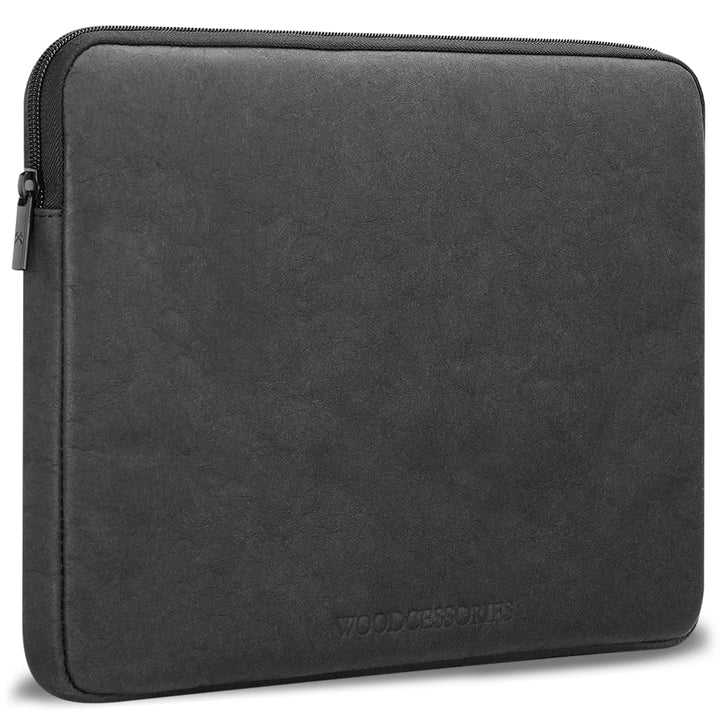 Woodcessories - Nachhaltige Laptoptasche kompatibel mit MacBook 11-14 Zoll Hülle Schwarz - aus Papie