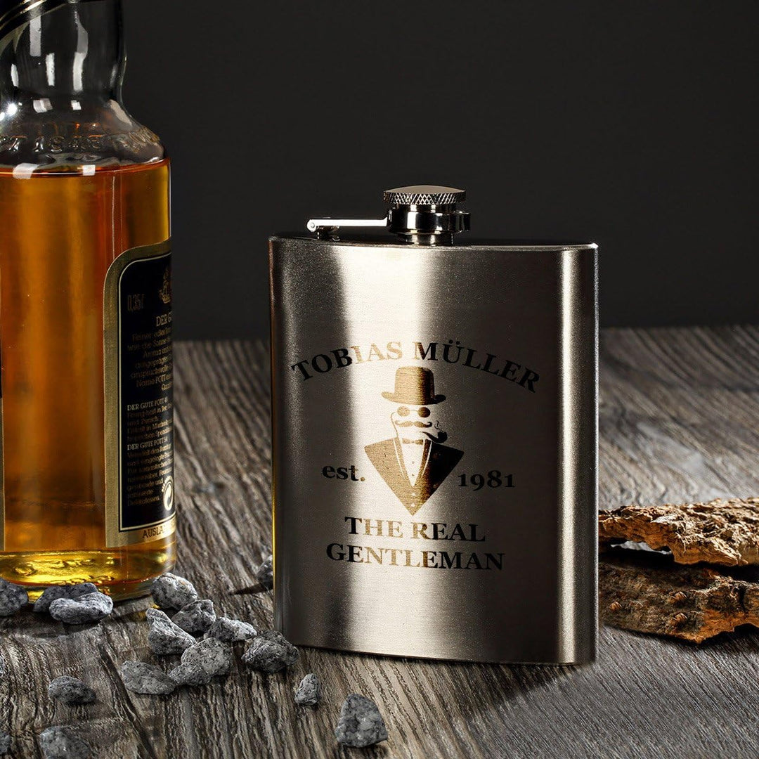 polar-effekt Edelstahl Flachmann mit Personalisierte Gravur - Schnapsflasche 200 ml - Geschenk-Idee
