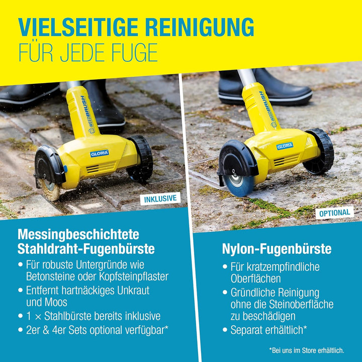 GLORIA Fugenreiniger WeedBrush | Elektrischer Fugenkratzer | Unkrautbürste | Zwischen Terrassenplatt