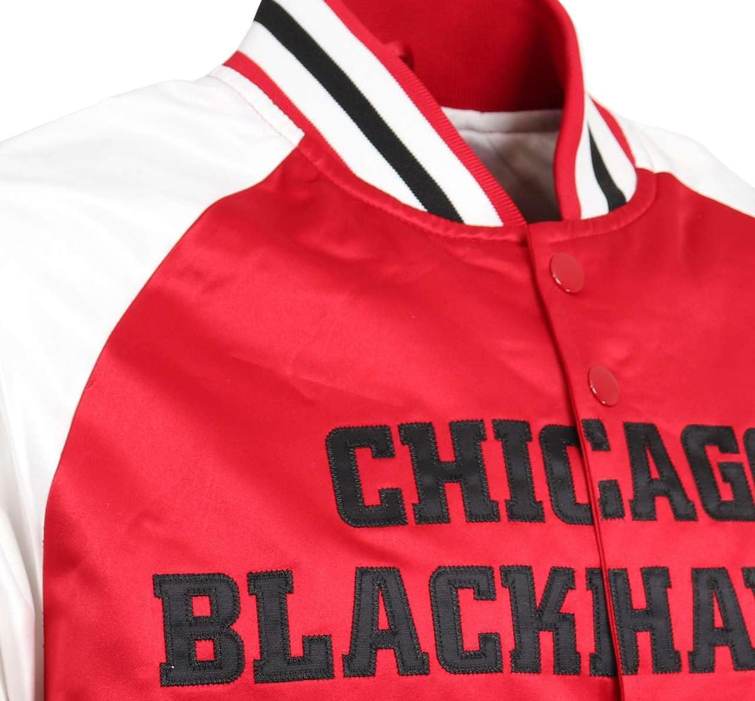Mitchell & Ness NBA Hometown LW Satin Jacket, White S #5-Blackhawks-Scarlet-31098, S #5-Blackhawks-S