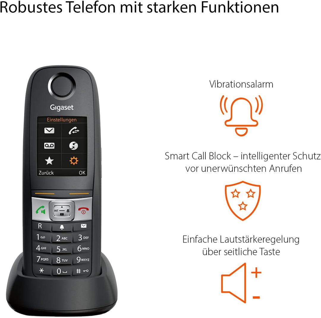 Gigaset E630A GO - Schnurloses Analog & IP-Telefon mit Anrufbeantworter - stossfest, staubresistent,