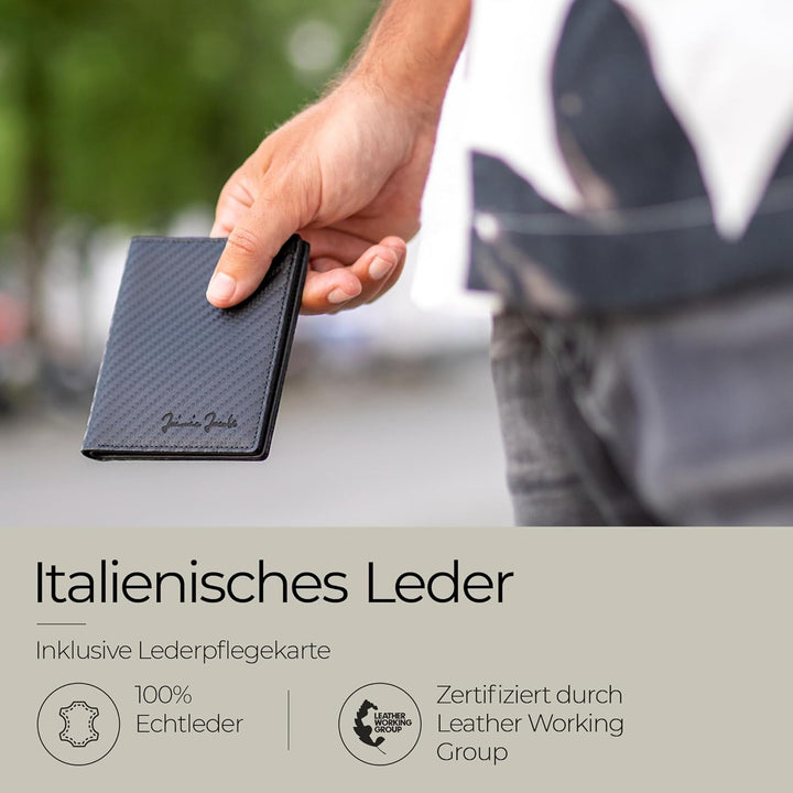 Jaimie Jacobs SLIMSTAR mit grossem Münzfach dünne Geldbörse Leder Slim Wallet Hochformat Geldbeutel