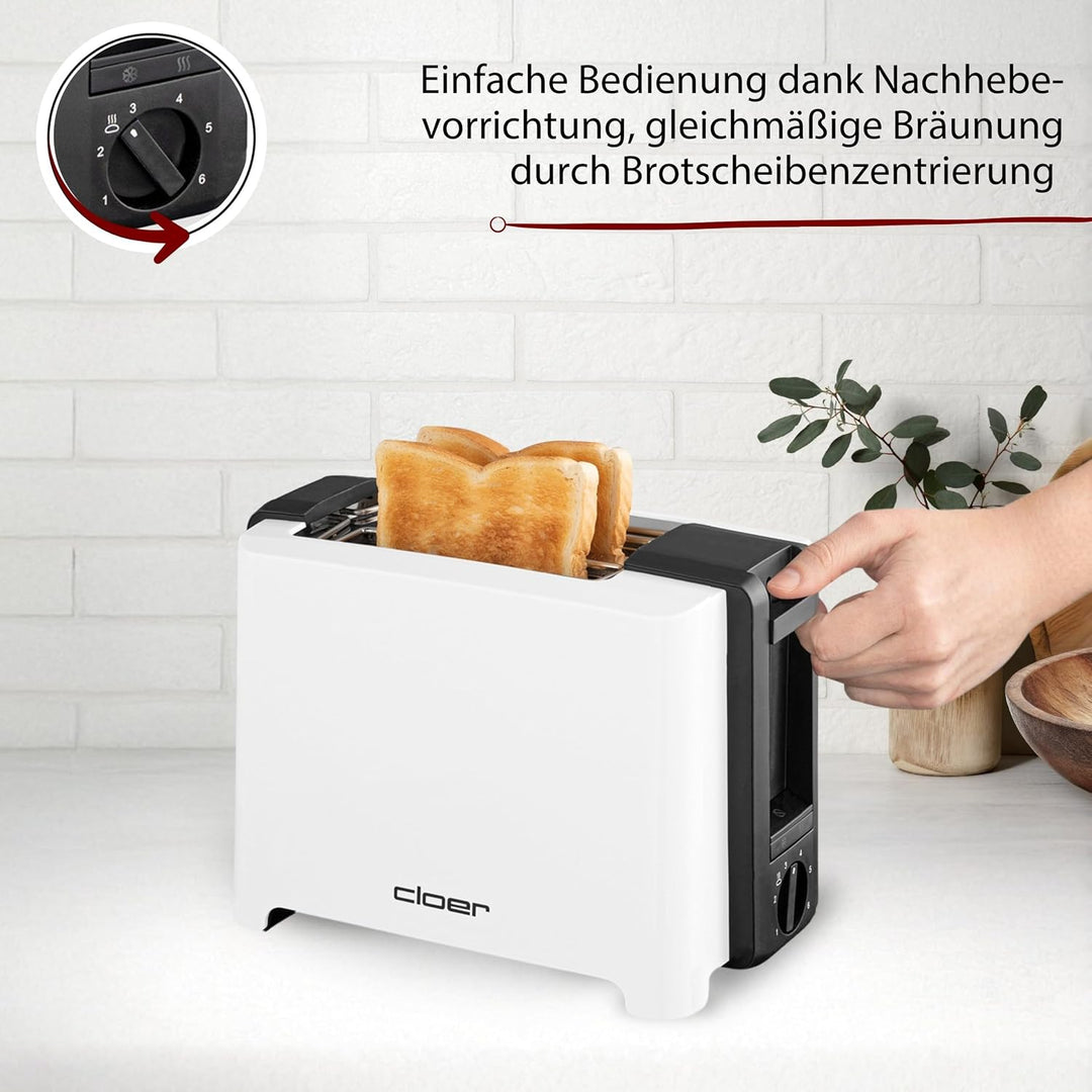 Cloer 3531 Full-Size Toaster für 2 XXL Toastscheiben, 750-900 Watt, Toast-Check-Funktion, Brötchenau