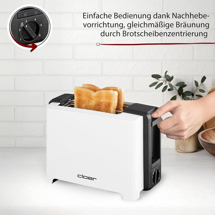 Cloer 3531 Full-Size Toaster für 2 XXL Toastscheiben, 750-900 Watt, Toast-Check-Funktion, Brötchenau