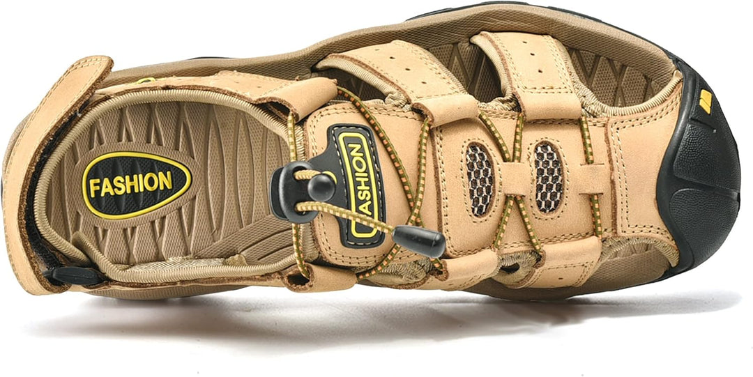 Sandalen Herren Leder Strand Wandersandale Trekkingsandalen Outdoorschuhe Sommer Freizeitschuhe Wand