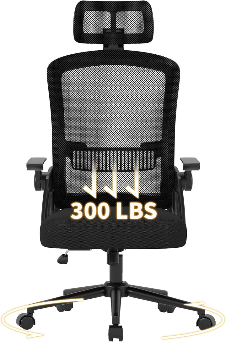 naspaluro Bürostuhl Ergonomisch mit Verstellbarer Armlehnen, Schreibtischstuhl mit Kopfstütze, Atmun
