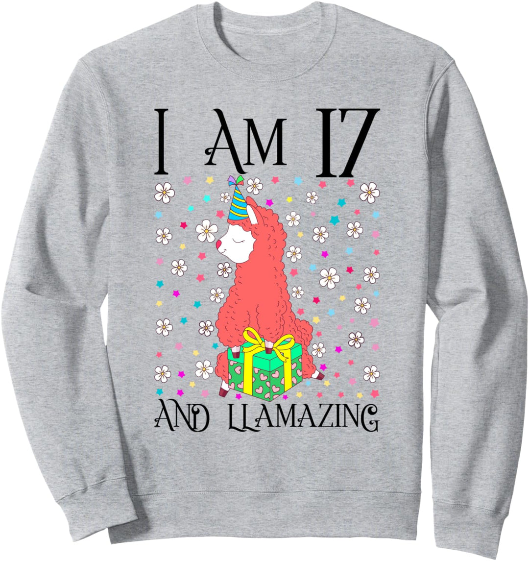 Kids I am 17 and LLamazing 17th Llama Birthday Party Gift Sweatshirt