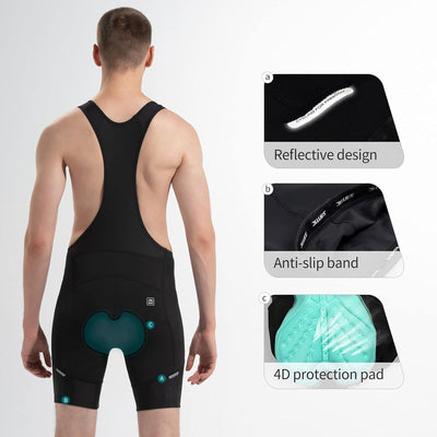 Santic Trägerhose Fahrrad Herren Kurz Sitzpolster Bib Shorts Hosen Rennrad Gepolstert Radlerhose Pol