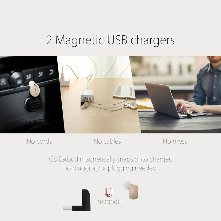 GoNovate G8 Bluetooth Kopfhörer, W/2 x Magnetische USB-Ladegeräte und 5,5 Stunden Spielzeit, Mini Wi