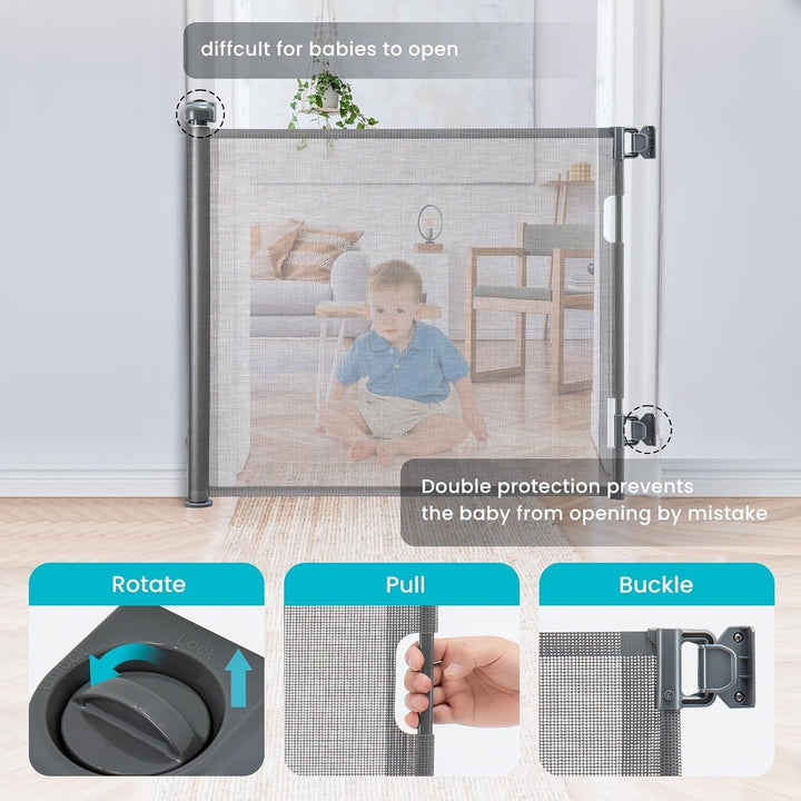 Treppenschutzgitter Türschutzgitter Ausziehbar 0–140 cm, Kinderschutzgitter für Babys & Haustiere –