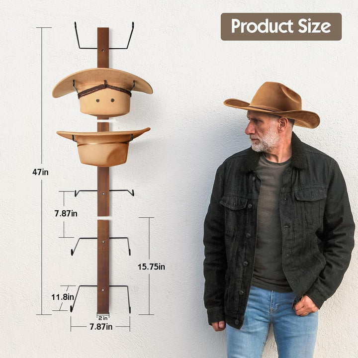 TIPSYTREE Kappenhalter, Cap Halter Tür Hut Racks, 6 Stücke Hut Rack für Cowboyhüte mit Holzbrett, Me