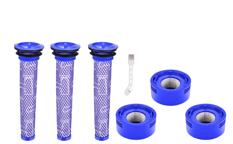 Ersatzfilter-Set für Staubsauger Dyson V7, V8 Animal Absolute Motorhead, 3 HEPA-Filter und 3 Vorfilt