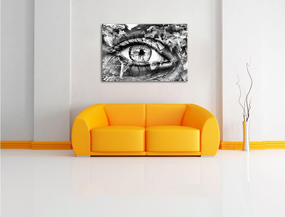 Pixxprint Monocrome, Die Erde gezeichnet auf EIN Gesicht, Format: 100x70 auf Leinwand, 100x70