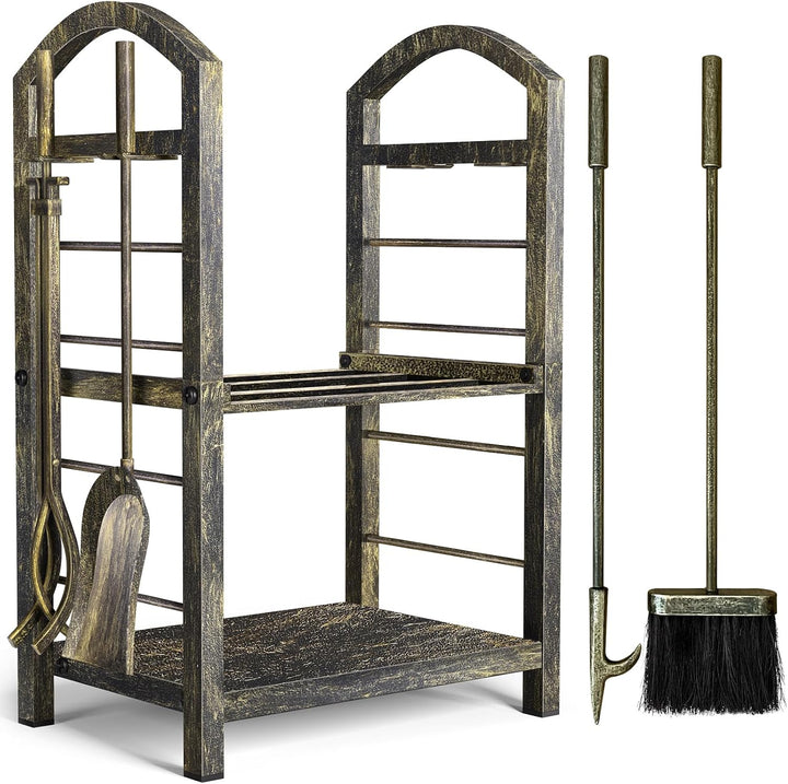 Amagabeli Kamin Kaminholz Holzregal mit Werkzeugsets Indoor Holzhalter Kamin Outdoor Holzhalter Rack