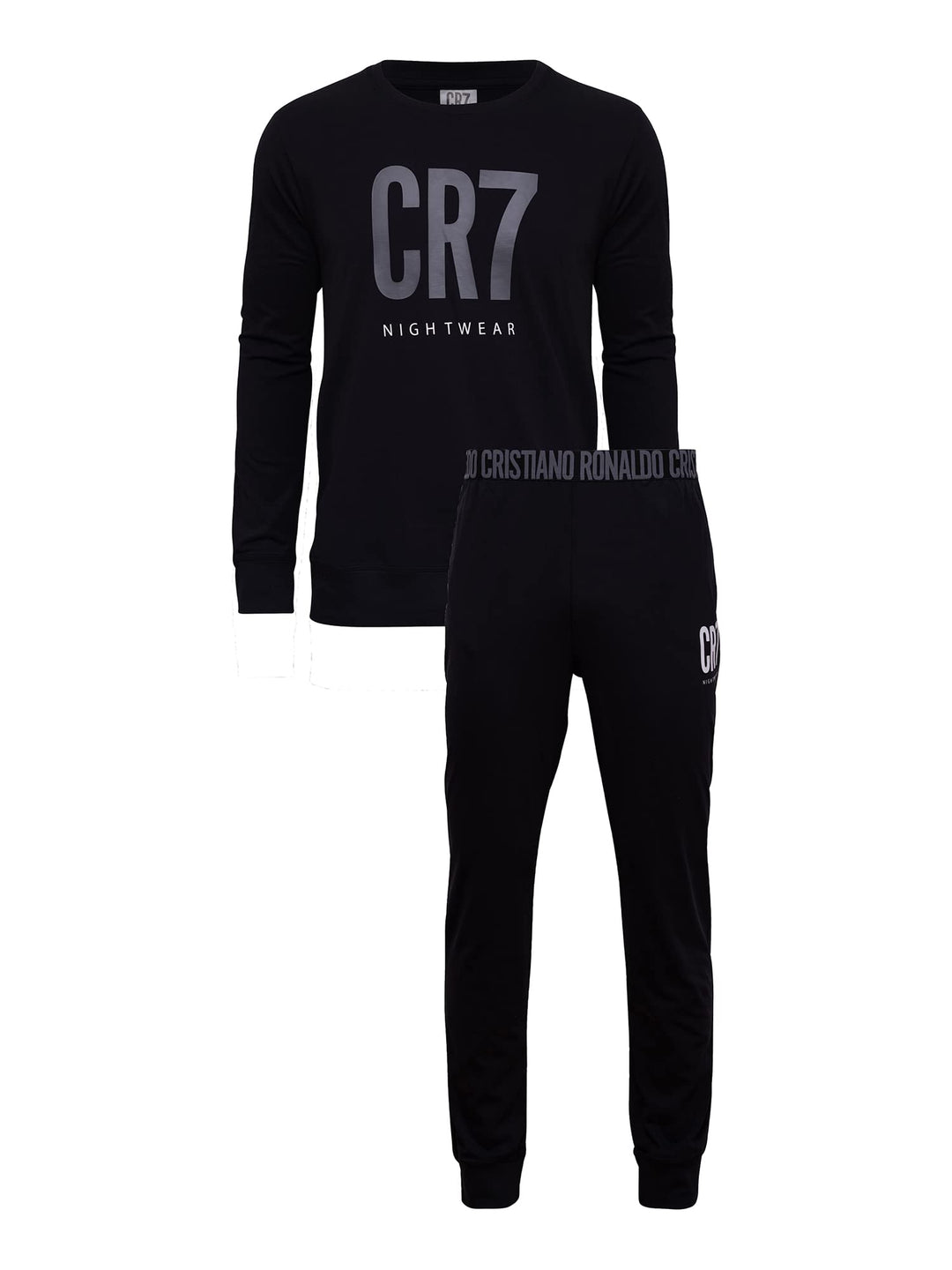 CR7 Cristiano Ronaldo Kurzarm-Pyjama-Set für Herren Schwarz XL, Schwarz XL