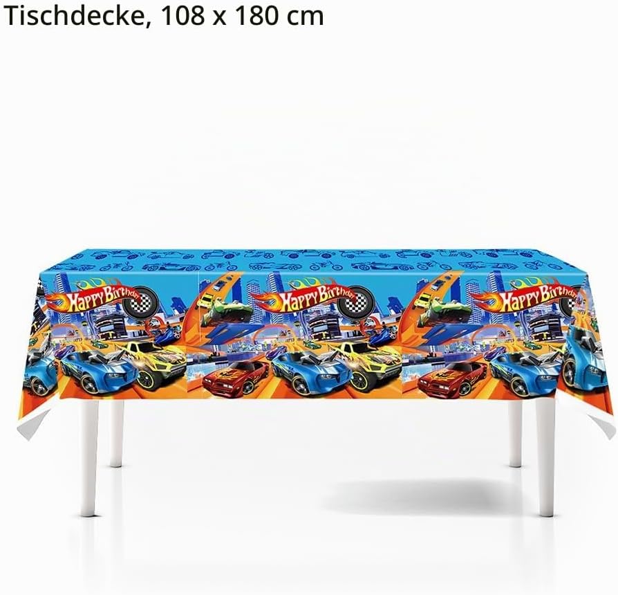 Doyomtoy Racing Car Spiel Auto Theme Partyzubehör Rennauto Geschirrset, Partyzubehör Set für 20 Gäst