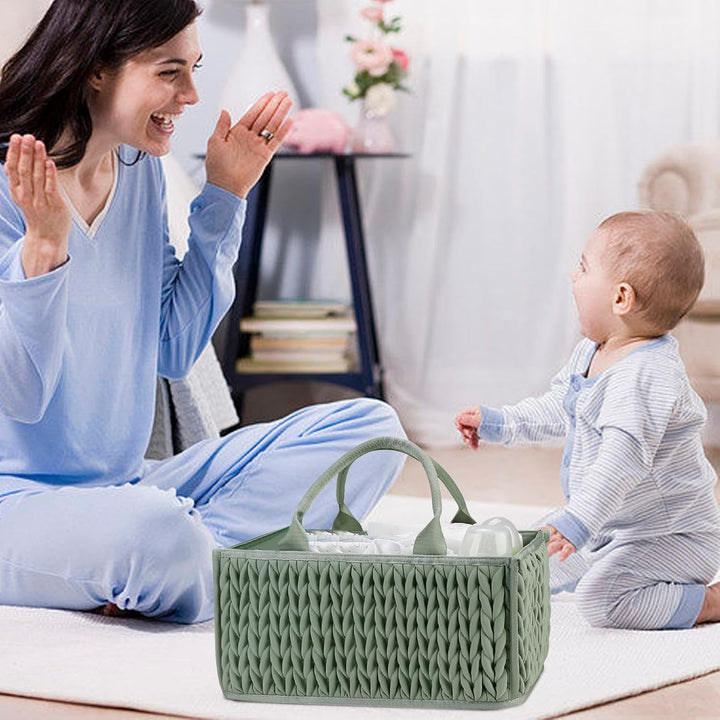Tragbare Windel Caddy Organizer Korb mit Griffen für Baby und Tücher Grün, Grün