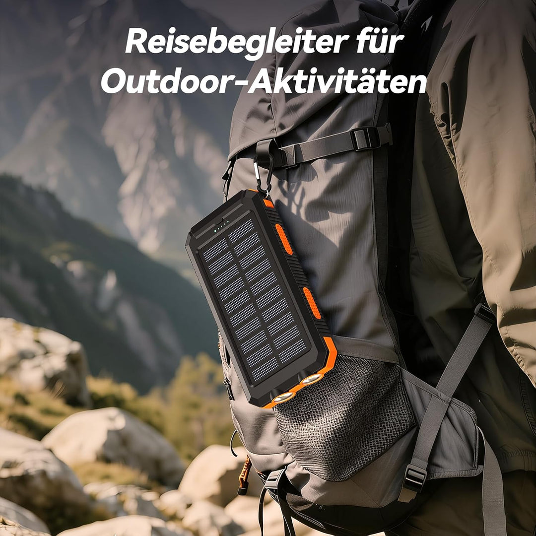 Vikeri Solar Powerbank 26800mAh, Tragbares Solarladegerät | Wasserdichtes USB C Externer Akku mit 4