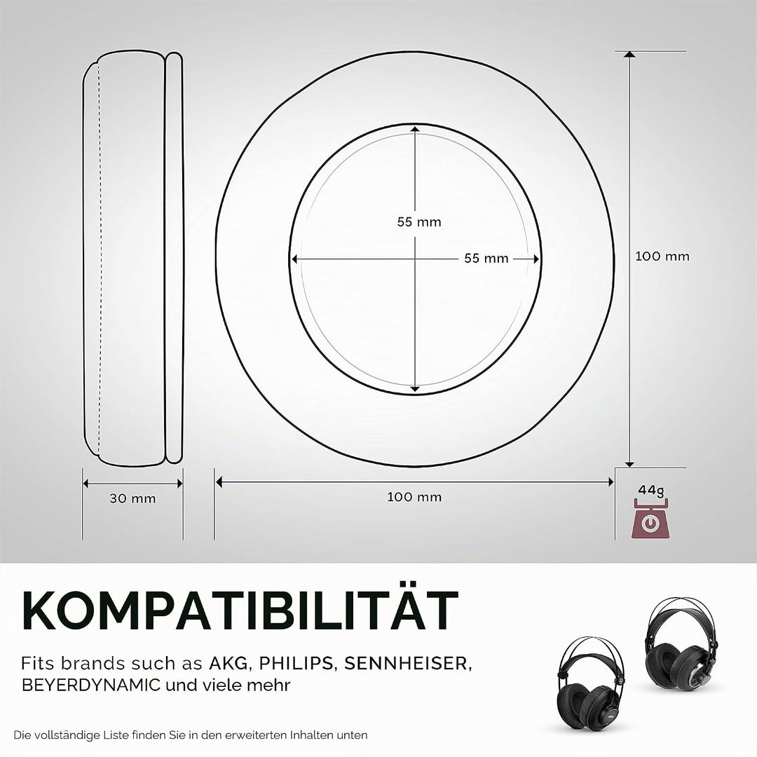 Brainwavz Runde Ohrpolster aus Memory-Schaumstoff – geeignet für viele grosse Kopfhörer SteelSeries,
