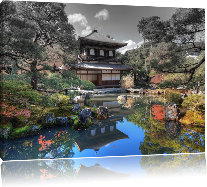 Pixxprint Ginkaku-ji-Tempel in Kyoto als Leinwandbild/Grösse: 100x70 cm/Wandbild/Kunstdruck/fertig b