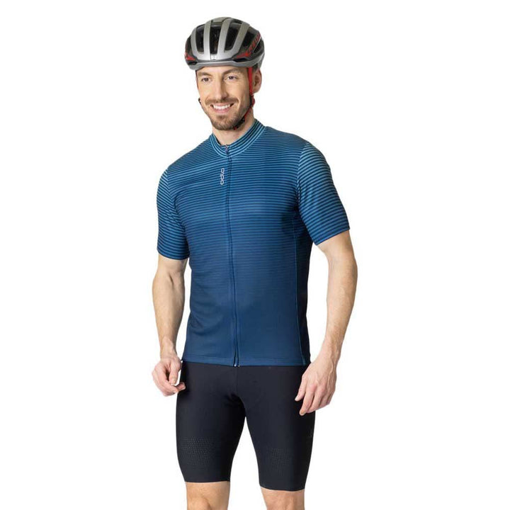 Odlo Herren Radtrikot mit Reissverschluss ESSENTIALS XL Porcelain - Blue Wing Teal, XL Porcelain - B