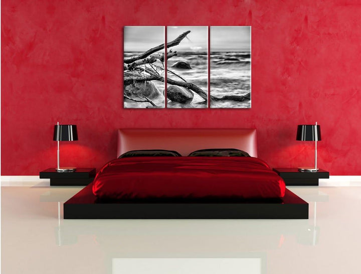 Pixxprint Ruhige See im Nebel als Leinwandbild/Grösse: 3 Teilig (120x80) / Wandbild/Kunstdruck/ferti