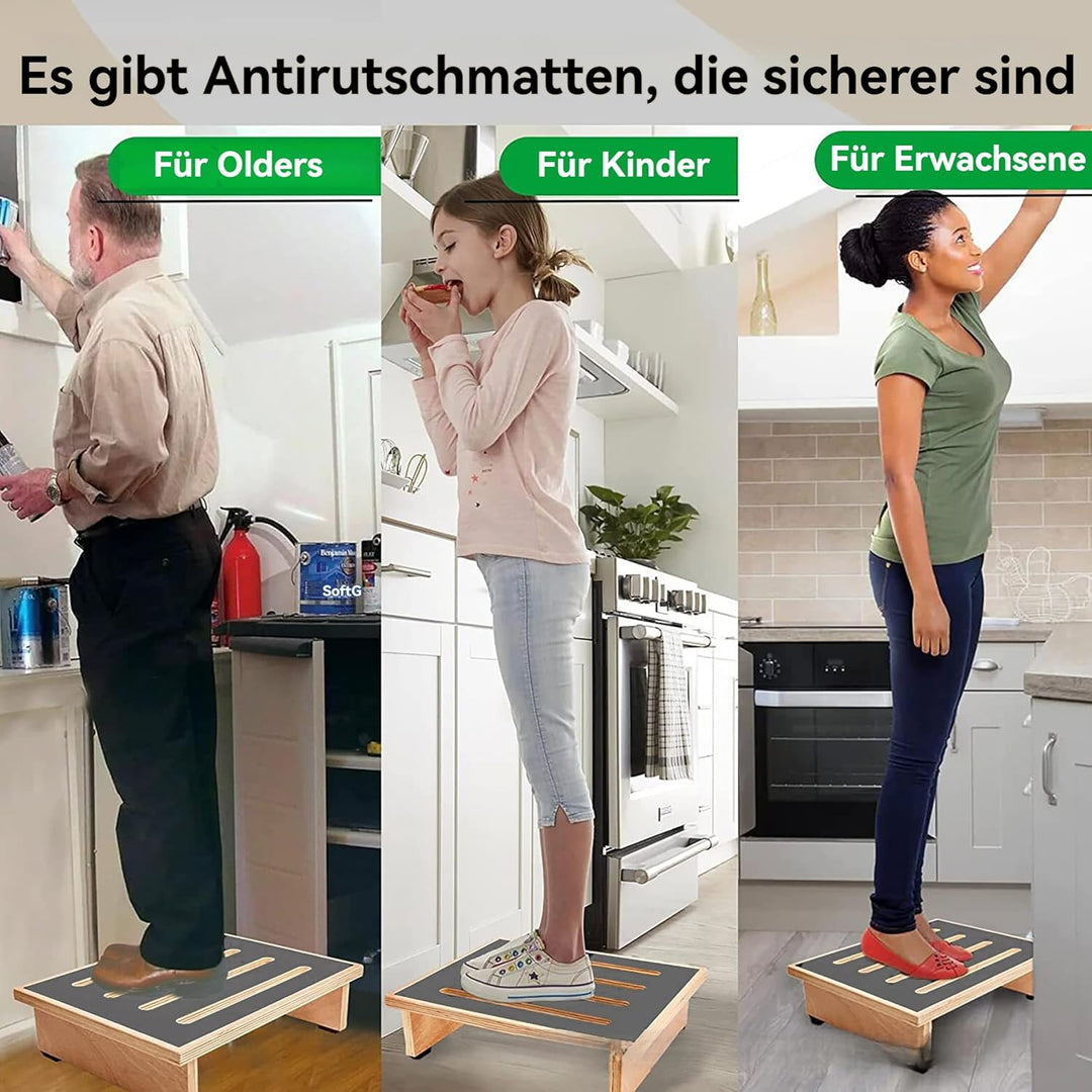 Tritthocker Aus Massivholz Mit Rutschfester Gummiauflage,Einstufiger Hocker–39,8x32x8,8cm,Vielseitig